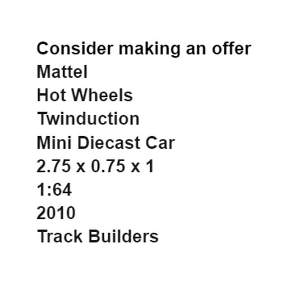 Mattel Hot Wheels Twinduction Mini Diecast Car Track Builders 2010 Black - Picture 2 of 11